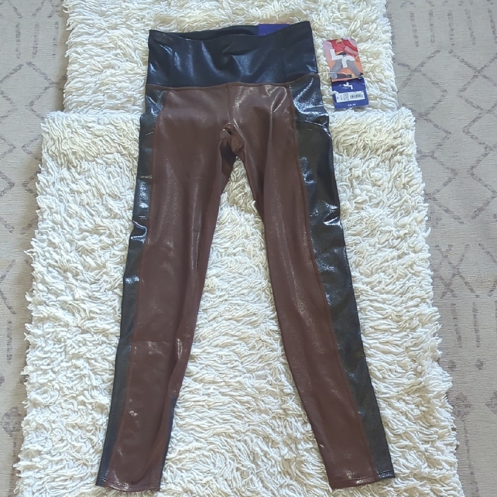 JoyLab Black and Brown Shiny Leggings